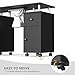 OmySalon Double Manicure Table w/Dust Collector, Nail Table Station for Nail Tech, Makeup Desk w/Wheels Arm Rest Drawers Cabinet Storage, for Beauty Spa Salon, Acetone Resistant (Black)