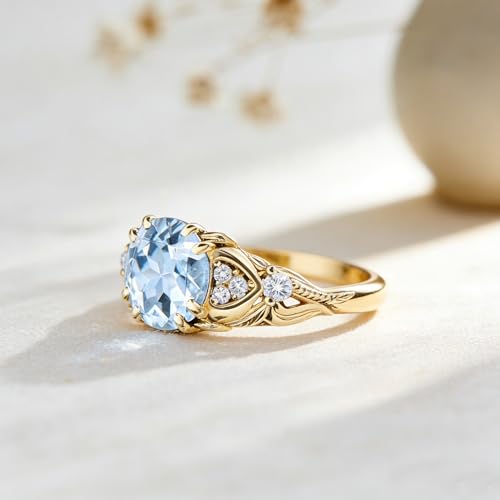 Image of Gemstone Vintage Rings for Women s925 Sterling Silver Round Cut 1.0 Carat Gemstone with Moissanite Promise Engagement Anniversary Ring for Her
