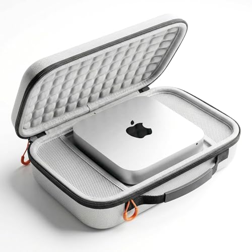 MeloSync Carry Case Compatible with Apple 2024 Mac mini Desktop Computer M4 chip / M4 Pro chip (White Case)