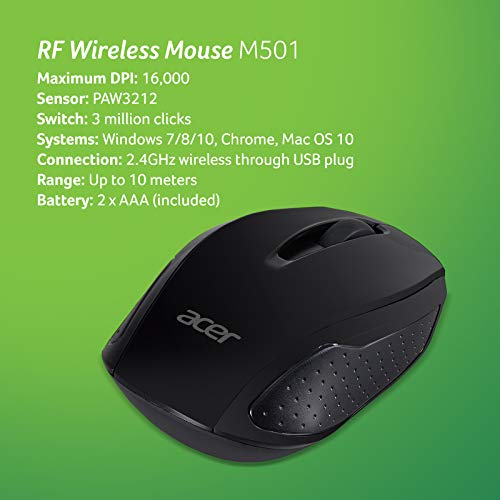 Acer Rf Wireless Mouse M501 (Black), Works With Chromebook, With Usb Plug And Play For Right/Left Handed Users (For Chromebooks, Windows Pc & Mac) #TOP7