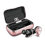 Auriculares inalámbricos Mifo oro rosa, O5 Bluetooth 5 IPX7 impermeable Bluetooth con 100 horas de tiempo de reproducción, de sonido Hi-Fi, micrófono integrado con carga portátil