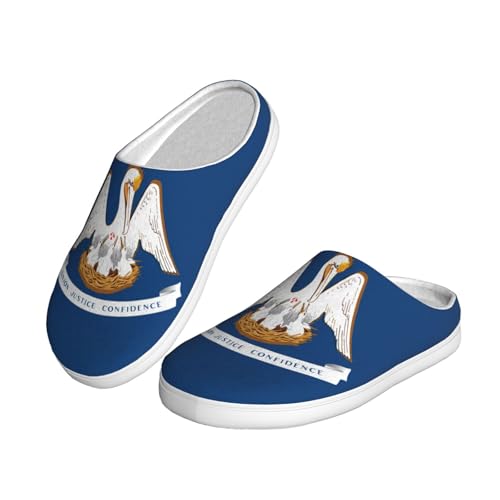 Cozy Louisiana State Flag print Slippers Indoor and Outdoor Fuzzy House Shoes Anti-Skid Sole Gifts for Women Indoor Scuff2