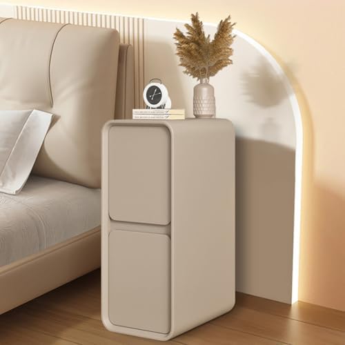 Ultra-Narrow Small Bedside Table with 2 Solid Wood Drawers - Modern Storage Solution for Living Room, Bedroom, and Office, Space-Saving Design