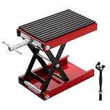 VIVOHOME Motorcycle Lift Scissor Jack 1200LBS Steel Wide Deck Upgraded Rubber Pad Hoist Crank Center Stand for Motorcycles, ATVs, Dirt Bikes Red