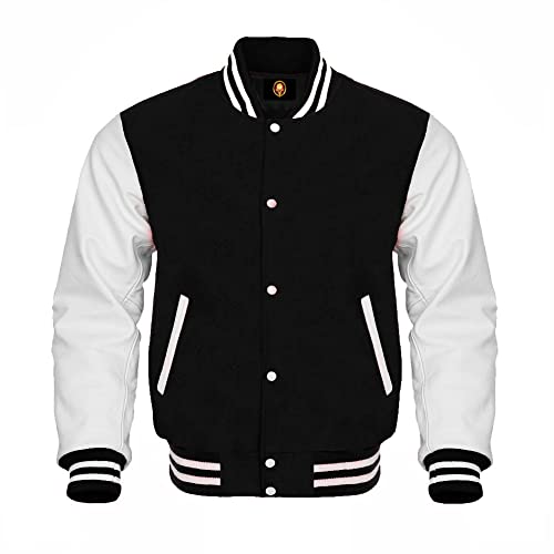 AMAZEE Cow leather Sleeves Genuine Wool Body Jacket Letterman Baseball Bomber Varsity Jackets