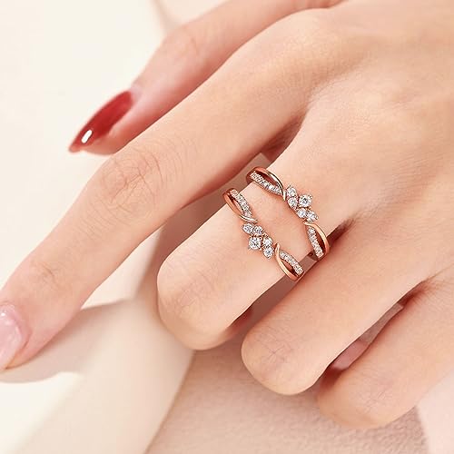 Sheloves Rose Gold Plated Guard Ring Enhancers For Engagement Rings Aaaaa Cz 925 Sterling Silver Sz 9 #TOP3