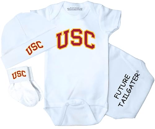 Future Tailgater Collegiate Licensed 3 Piece Baby Clothing Gift Set (3-6 Months, USC Trojans)