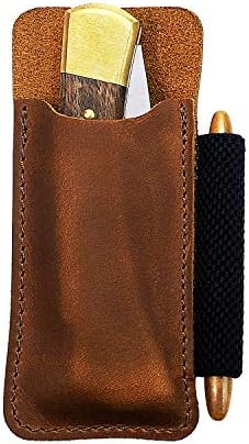 EASYANT Leather Pocket Organiser Pouch EDC Holster Belt Clip Sheath for Buck 110 Space Pen