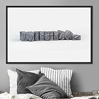 Framed Canvas Wall Art Word Panels 3D Fun Industrial Inspirational Metallic Multicolor Pop Art Typography - 16x24 inches