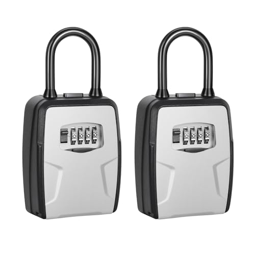 Portable Key Lock Box, Lock Box Wall Mounted for House Key (Grey, 4)