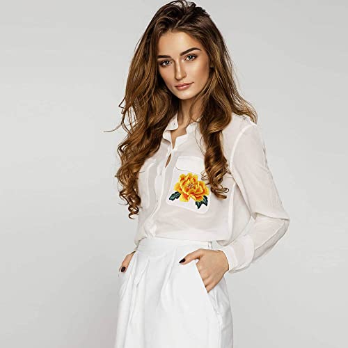 Zzxllro 4Pcs Rose Embroidered Patches, Big Flower Iron On Patches, Beautiful Embroidered Applique Sewing Patches For Clothing, Bags, Jackets, Jeans Diy Accessory Craft Decoration #TOP5