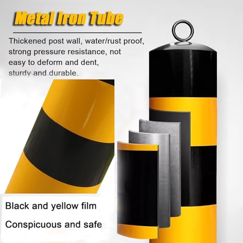 Poste de seguridad de acero con cinta reflectante, barrera de tráfico de metal duradero para estacionamiento, 50 cm de altura, protección fiable, unidad individual