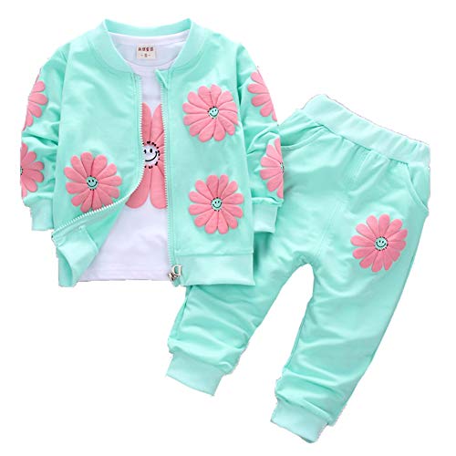 Ensemble 3 pièces t-shirt gilet pantalon pour fille de 1-5 ans idéal pour les jeux au parc