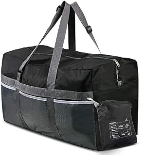 REDCAMP Foldable Travel Bag, 75L Large Sports Bag, Packable Duffle Bag, Lightweight Waterproof Duffel Holdall Bag for Men Women, Black
