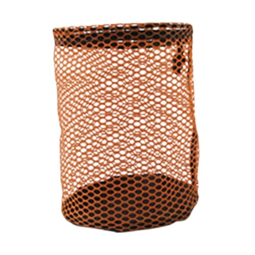 Nylon Mesh Golf Ball Pouch Holder Stuff Sack for Gym Shower with Cord Lock Closure Wear Resistant Accessory Multifunctional- Orange Medium