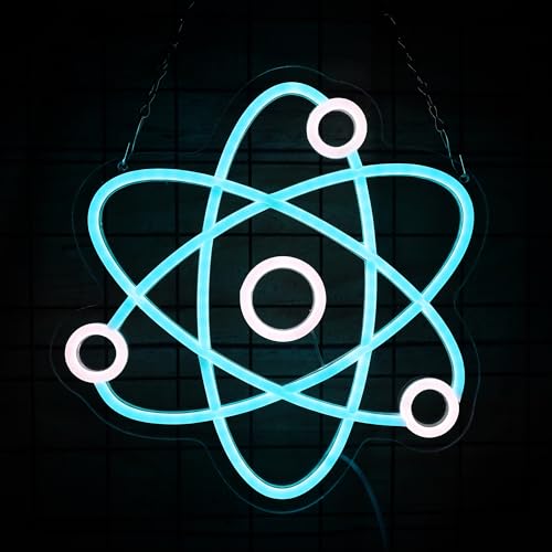 Image of Atomic Neon Sign,Molecule Neon Light,Led Light Up Sign,Neon Science Decor,Led Sign for Science Classroom Bedroom Wall Decor Game Room Man Cave kids Room Decor