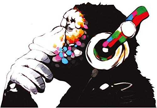 Decords Banksy Pensamiento Mono Pegatina Arte Vinilo Calle DJ Baksy Pared calcomanía Auriculares...