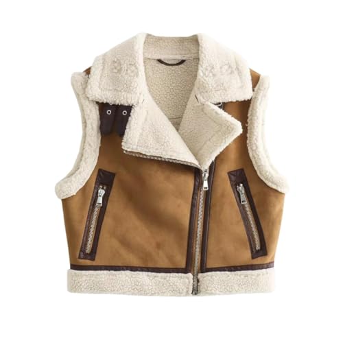 Chaleco de doble cara moda mujer abrigo sin mangas cuello polo invierno