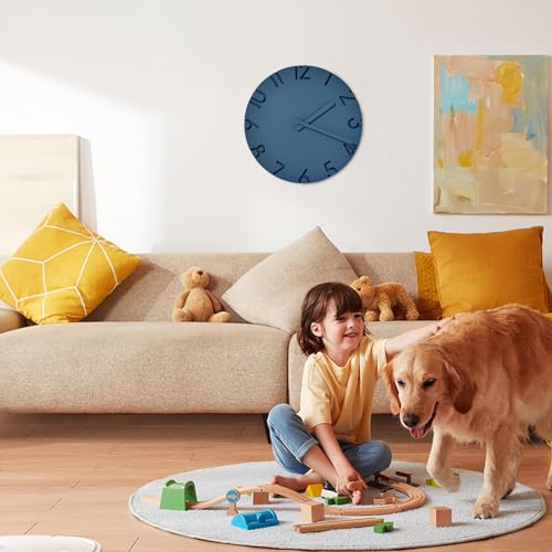 Horloge murale ronde lisible chiffres 3D effet ciment 30 cm - 4