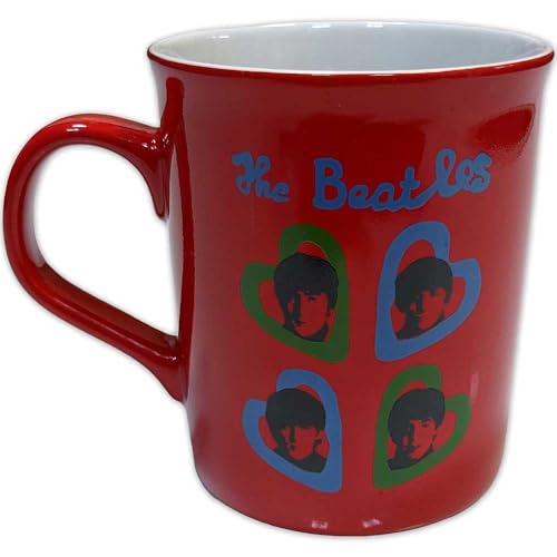 The Beatles A Hard Days Night Headshot Hearts Tasse À Café - Les Beatles, Paul McCartney, John Lennon, RIngo Starr, George Harrison The Beatles A Hard Days Night Headshot Hearts Tasse À Café