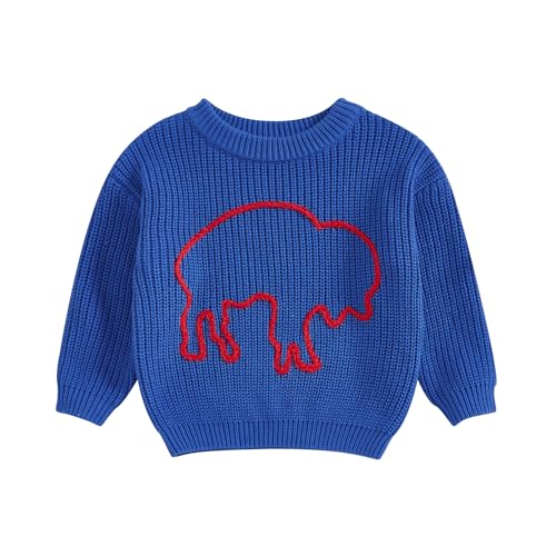 Infant Boy Girl Bison Sweater Newborn Baby Fall Clothes Winter Warm Long Sleeve Knit Pullover Tops Football Jumpers