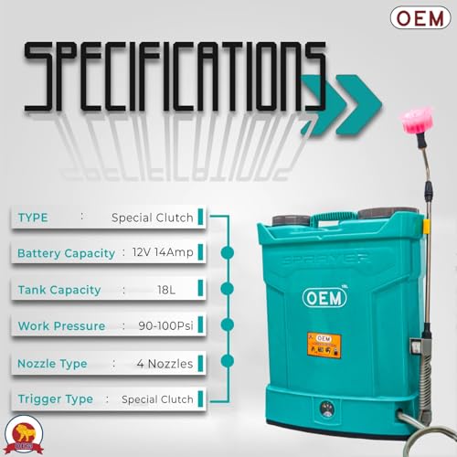 Image of OEM Special Clutch Battery Operated Knapsack Sprayer 12V14A 18L|One Switch Pressure Release|Big Battery|High Backup and Pressure|Heavy Lance|Technology Agriculture & Garden Sprayer,Blue