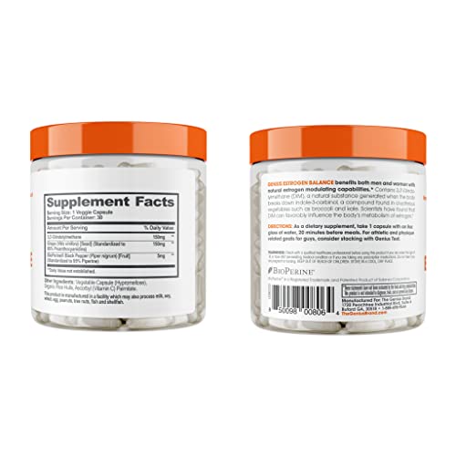 Genius Estrogen Balance, Dim Supplement - Estrogen Blocker For Men & Women - Hormones, Hormonal Acne & Menopause - Anti-Estrogen Aromatase Inhibitor With Grape Seed Extract & Bioperine - 30 Capsules #TOP6