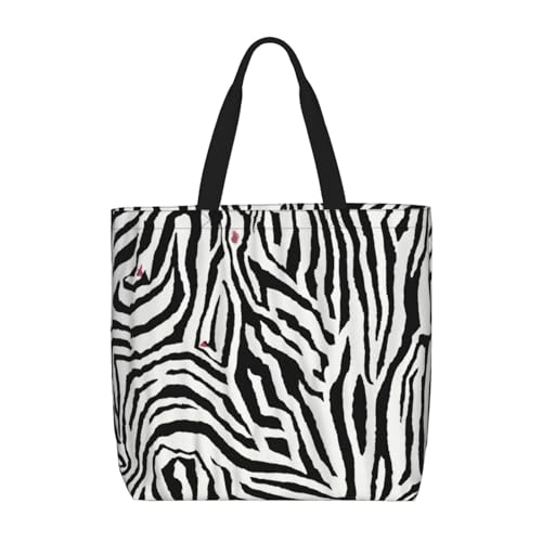 NBRIEU Bolso de hombro con cremallera y estampado de cebra para mujer. Playa, viajes y uso diario, ligero y elegante, Negro -, Talla única