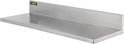 Miniatura 9 de VEVOR Estante de pared de acero inoxidable 86 x 30 pulgadas estantería de montaje en pared comercial resistente de carga de 44 libras con protector