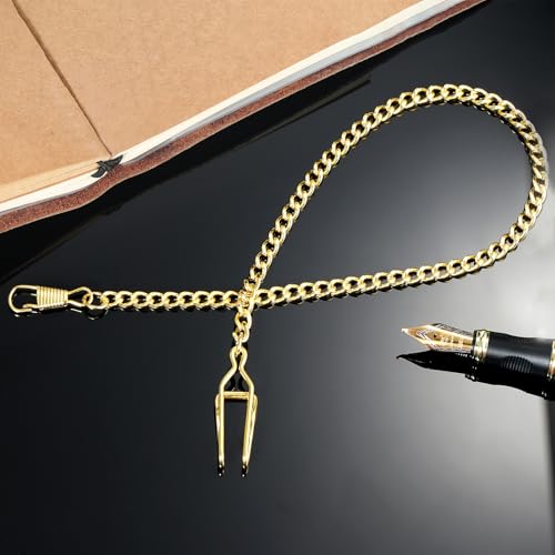 Image of TREEWETO Pocket Watch Vest Chain 14.7 inch (37.5 cm) Gold