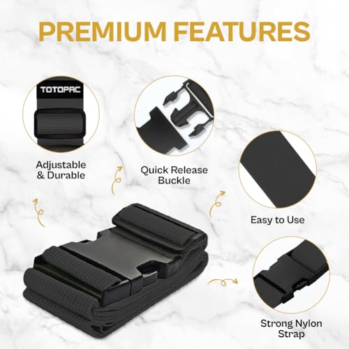 Image of 4 Pack Luggage Straps, Adjustable Suitcase Belts 72 inch x 2 inch with Quick Release Buckle, Durable Travel Accessories for Secure Luggage and Easy Identification (Black)