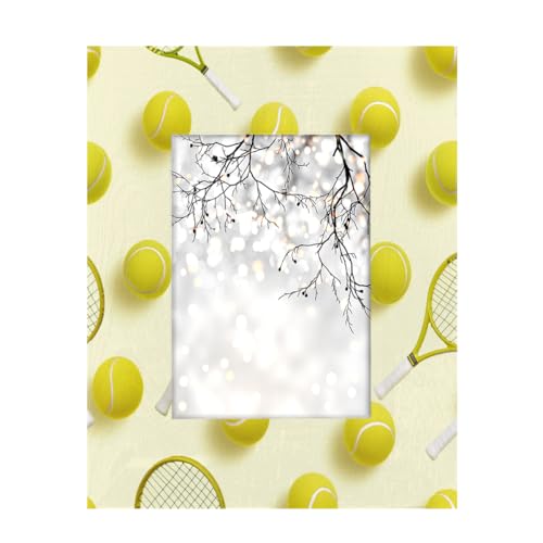 Marco de fotos 3D de raqueta de tenis de 5 x 7 pulgadas, marcos de fotos para decoración de mesa de pared con gancho para colgar