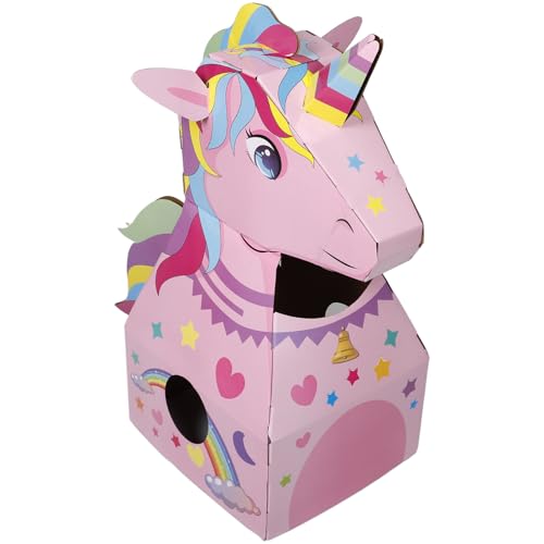 TOYANDONA Caja de Cartón 3D para Vestir de Unicornio para Juguete DIY para Armar Papel Seguro y Ligero Adecuado para Juegos de Rol y Manualidades Infantiles