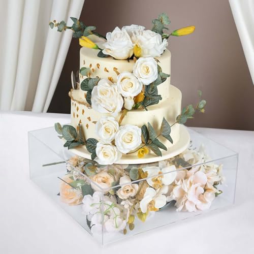 Efavormart 14"x14" Clear Acrylic Cake Box Stand, Transparent Display Riser