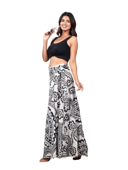 Jaipur Export qulity Cotton Hand Block Floral Printed Wrap Around Women’s and Girls Free Size Skirt Rapron Black ikka-image-17