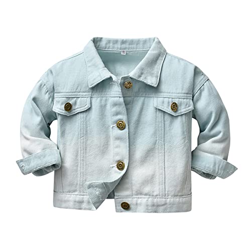 Symunnia Toddler Baby Boys Girls Fall Clothes Thin Denim Jackets Kids Tie Dye Ripped Jean Coats Button Down Outerwear(6-12months,Light-blue)