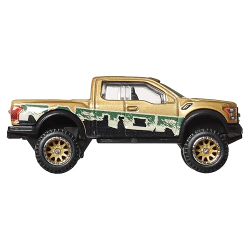 Hot Wheels Ford F150 Raptor 2017 Voiture Premium Car Culture à Collectionner, modèle en métal à l’échelle 1/64, véhicule Tout-Terrain avec pneus Real Riders, JBK70