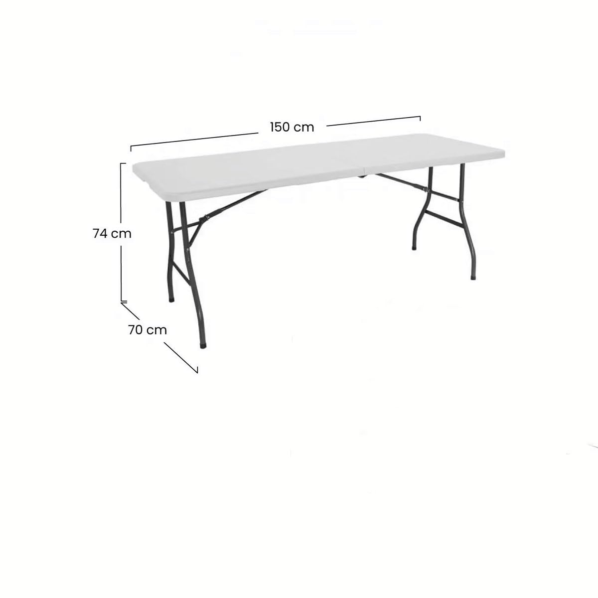 Nyana Home - Mesa Plegable Resina Reforzada Portátil y Segura | Ideal para Camping, Jardín y Eventos | Estructura de Acero y Pies Antideslizantes | Carga hasta 150kg (150x70x74 cm)