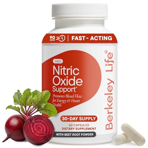 Berkeley Life Nitric Oxide Support Supplement - Nitric Oxide Booster for Men & Women - Blood Flow & Circulation with Beet Root Powder to Support Energy, Heart Health & Healthy Blood Pressure- 60 Count