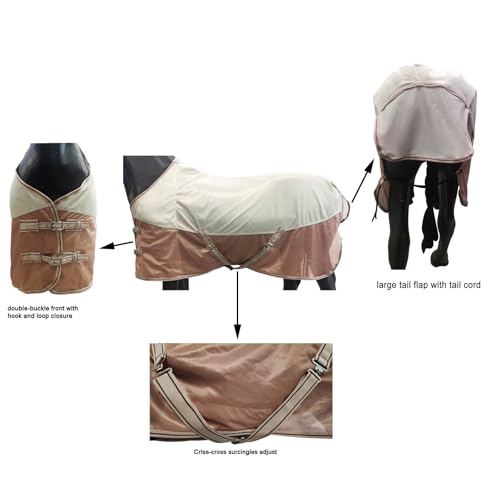 Image of BARN & STABLE Breathable and UV Protective Tear-Resistant Mesh Horse Fly Sheet Comfy Equine Summer Sheet with Removable Web Leg Straps