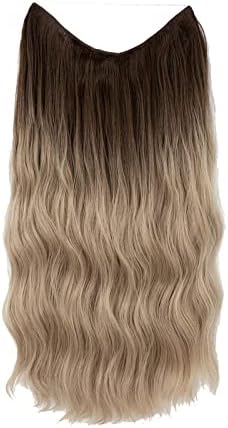 GUSYBG Brown Wire Hair Extension Long Synthetic Clip In Wave Curly Hairpiece For Women 24 Inch Adjustable Size Transparent Headband Hair Wigs with Closure oferta relampago del dia