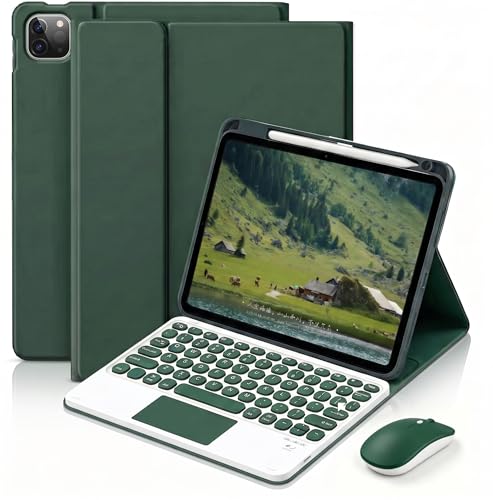 QYiiD �L�[�{�[�h�P�[�X iPad Air 13�C���` (M4/M3/M2)�p �}���`�^�b�`�g���b�N�p�b�h ���O���\��Bluetooth�L�[�{�[�h �}�E�X&PU�X�^���h�J�o�[ �y���V���z���_�[�t�� iPad Pro 12.9 6th 5th 4th