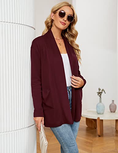 Image of Micoson Women's Long Sleeve Open Front Cardigan Casual Loose Lightweight Cardigans with Pockets