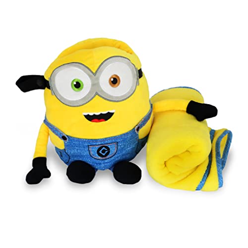 Roamwild Universal Despicable Me Bob Minions Kids Travel Pillow And Travel Blanket Set – Soft Plush Armrest Buddy Transforms Any Armrest Into A Comfy Childs Pillow For Travelling #TOP2