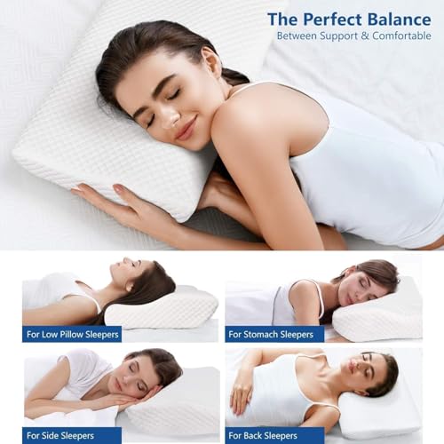Image of ๐ ๐๐ฅ๐ข๐ซ๐ Memory Foam Pillow, Contour Cervical Orthopedic Memory Foam Pillows Supports Neck Pain and Shoulder Pain for Sleeping, Ergonomic Cervical Neck Support Pillow