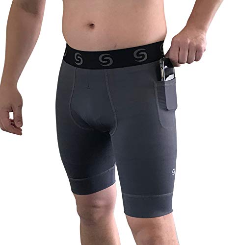 Sport-it Men's Compression Workout Shorts with Pockets for Phone - Base Layer Tights