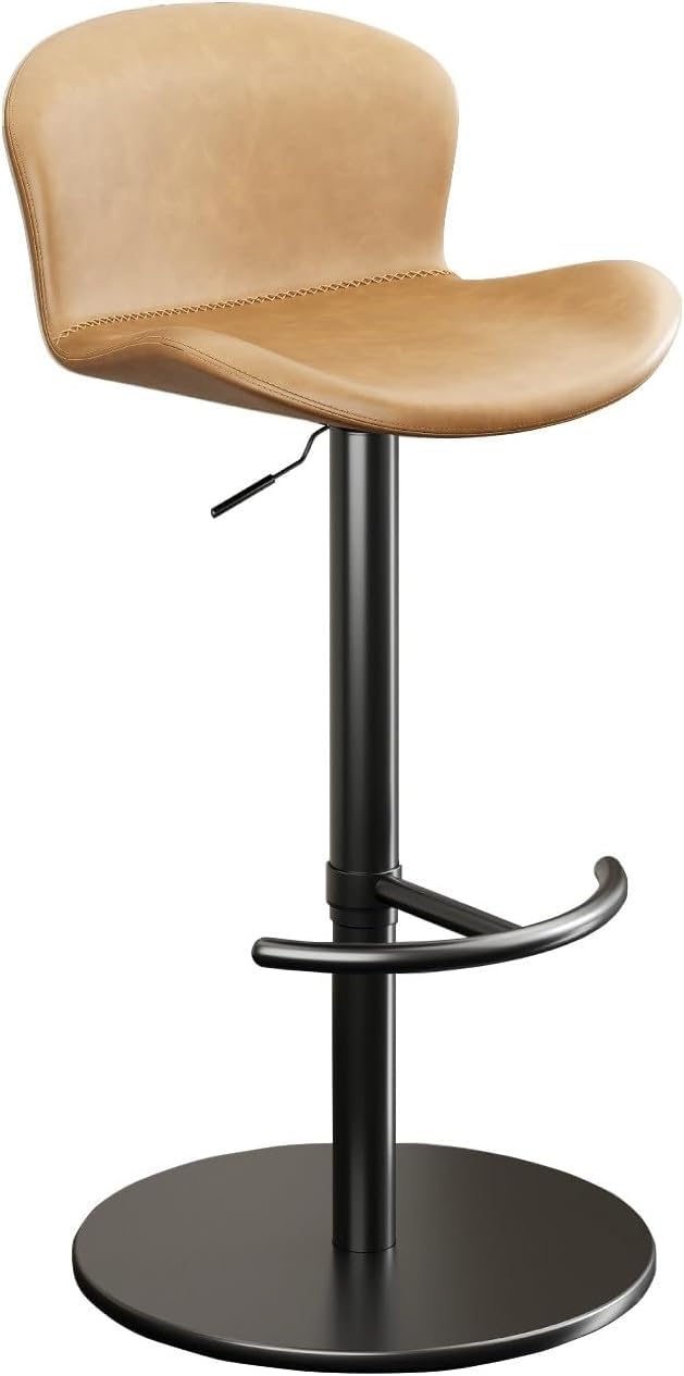 AVLLSO Barstool Swivel Counter Stools with Faux Leather Backrest and Black Metal Base, Upholstered Bar Chairs for Home Kitchen Restaurant Pub, Loads 440lbs