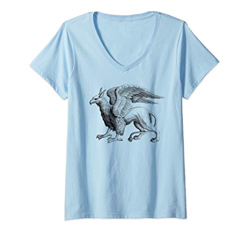 Womens Griffin Legendary Pride Mythical Welsh Griffin Medieval Bird V-Neck T-Shirt