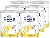 BEBA 1 - Anfangsmilch von Geburt an, Nur Laktose, Ohne Palmöl, Ohne Fischöl, Babynahrung, Baby-Milchpulver, 6er Pack (6 x 800g)