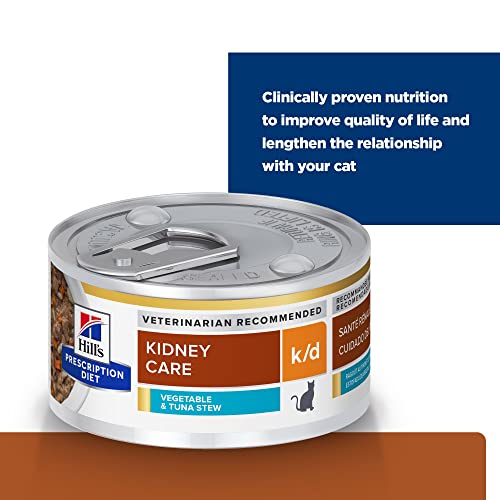 Hill's Prescription Diet K/D Kidney Care Vegetable, Tuna & Rice Stew Wet Cat Food, Veterinary Diet, 2.9 Oz. Cans, 24-Pack #TOP5